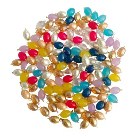 100 Pcs 8x11mm Colored Glass Oval Shaped with Drop Beads Ideal for Jewelry Craft or Decor