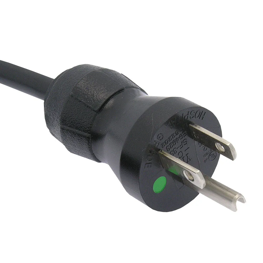 10Ft Hospital Grade Power Cord 5-15P to C13 SJT 18/3 Black