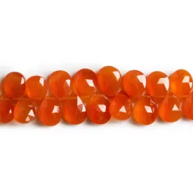 10x7mm Carnelian Faceted Pears 8 inch 50 beads