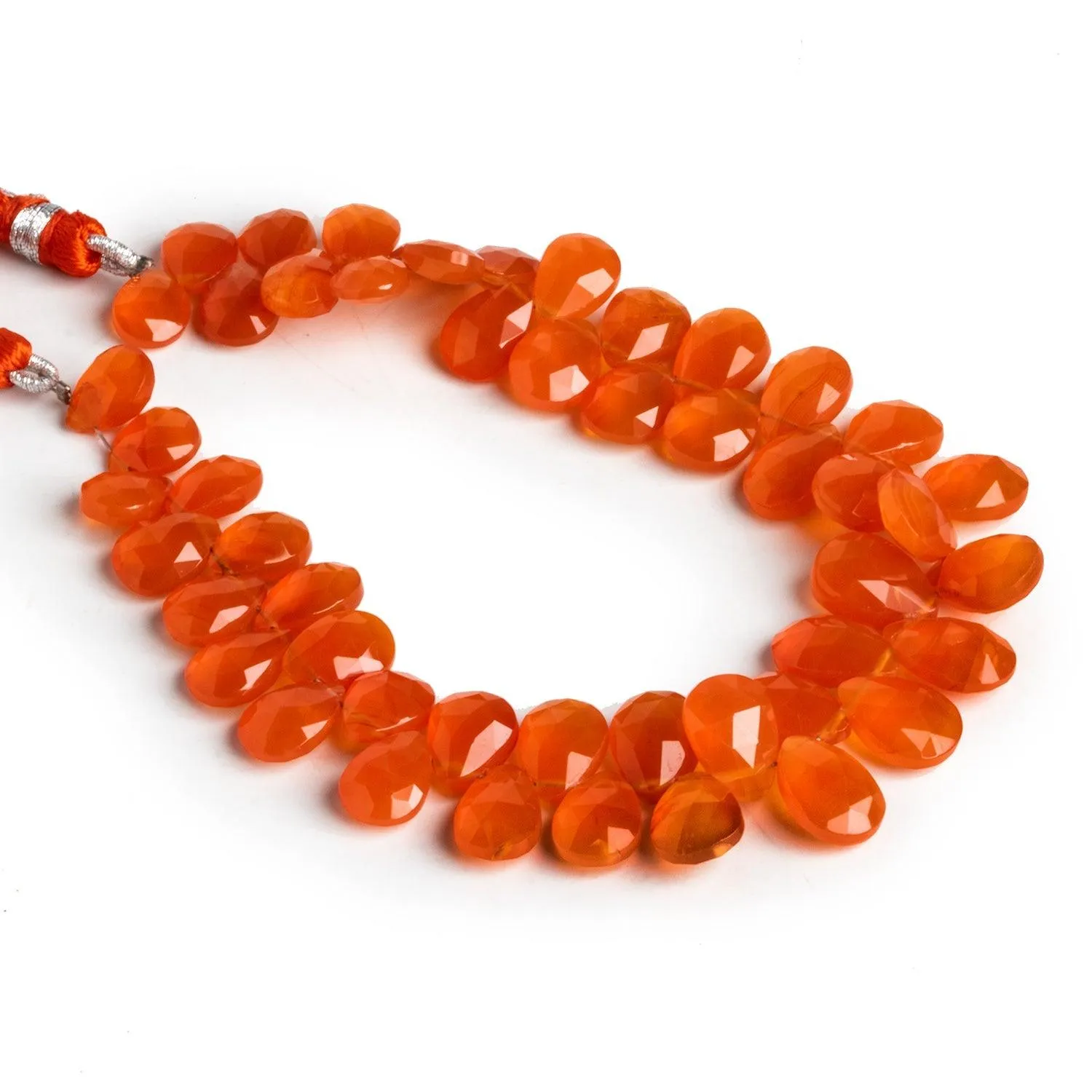 10x7mm Carnelian Faceted Pears 8 inch 50 beads