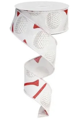 1.5" Royal Canvas Golf Balls & Tee Ribbon: White (10 Yards)