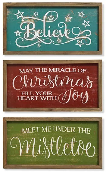 16.1" Colorful Holiday Engraved Wood Signs