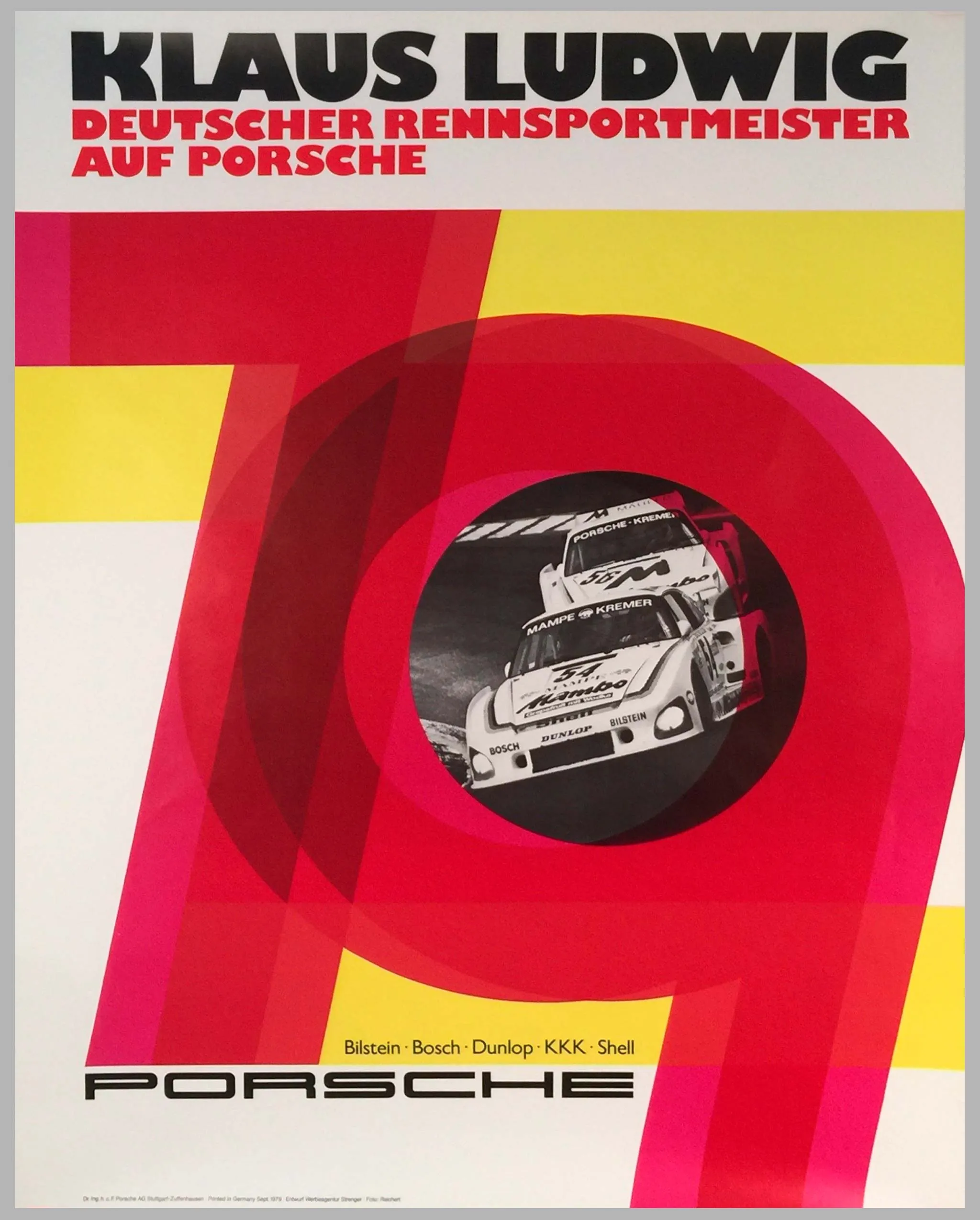 1979 Klaus Ludwig German Sports Car Champion Porsche Victory Poster