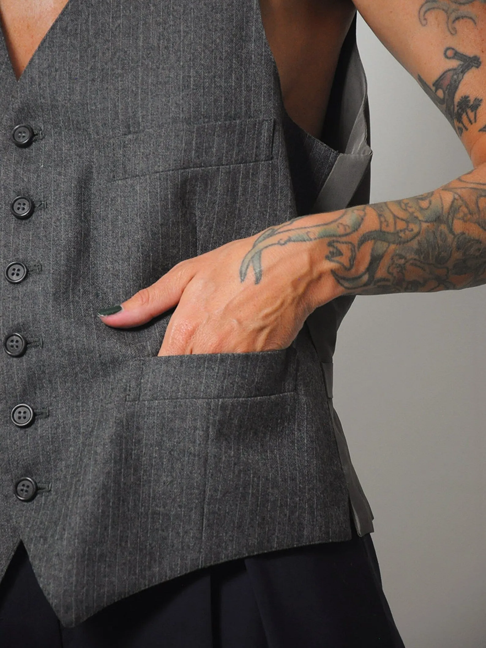 1980's Charcoal Pinstriped Vest