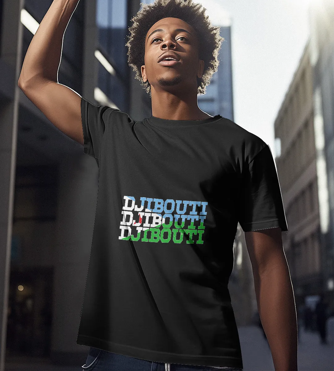 1sttheworld T-Shirt - Djibouti Flag Sports Lovers T-Shirt Black A35