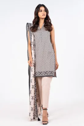 2 Pc Printed Lawn Suit With Silver Lawn Dupatta