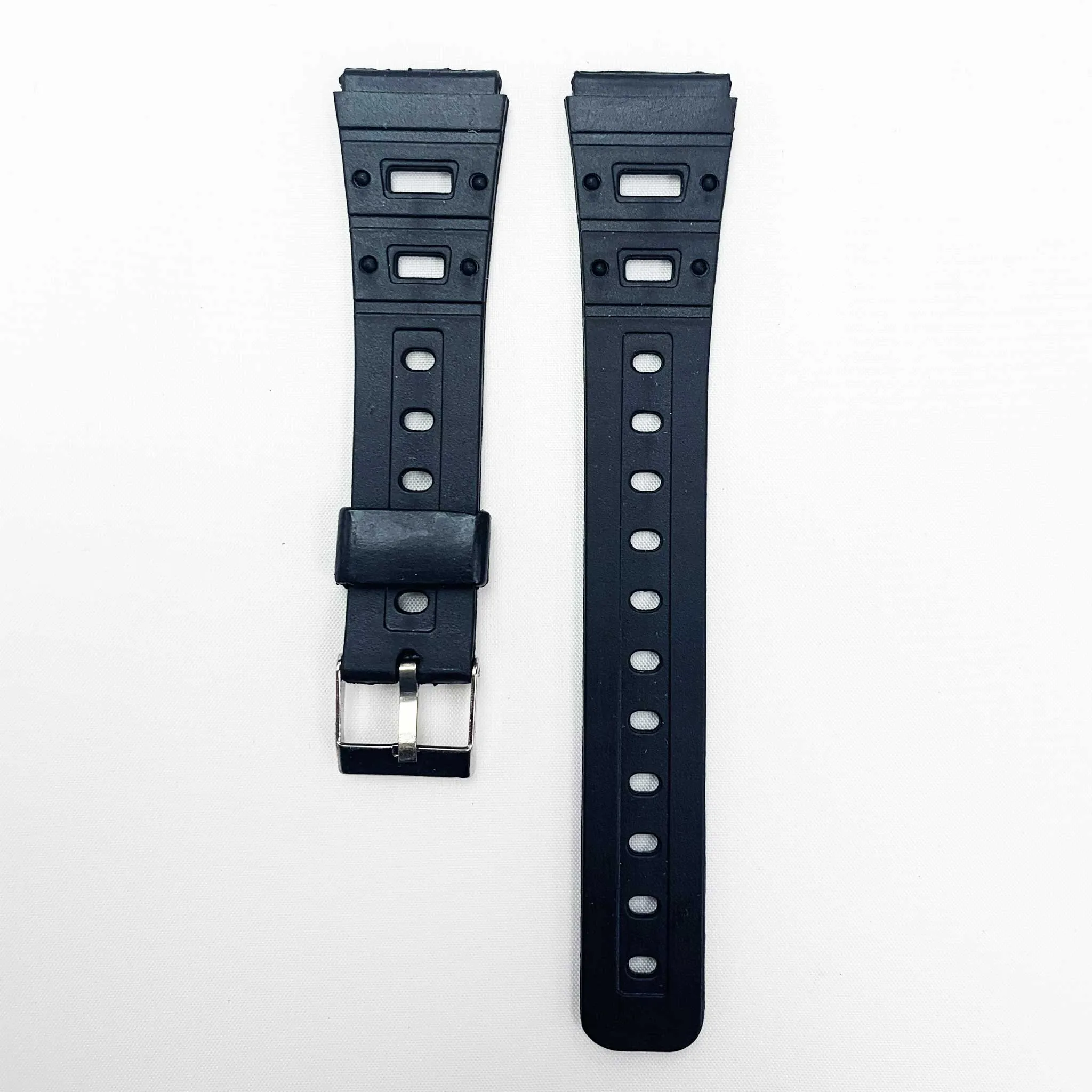 20MM PVC Plastic Watch Band Black Sports for Casio Timex Seiko Citizen Iron Man Watches