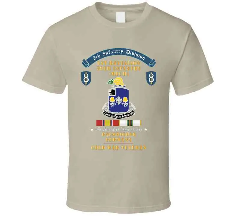 8th Infantry Division Scroll - 1st Bn 39th Infantry (mech) - Baumholder Germany - Cold War Vet W Cold Svc X 300 T Shirt