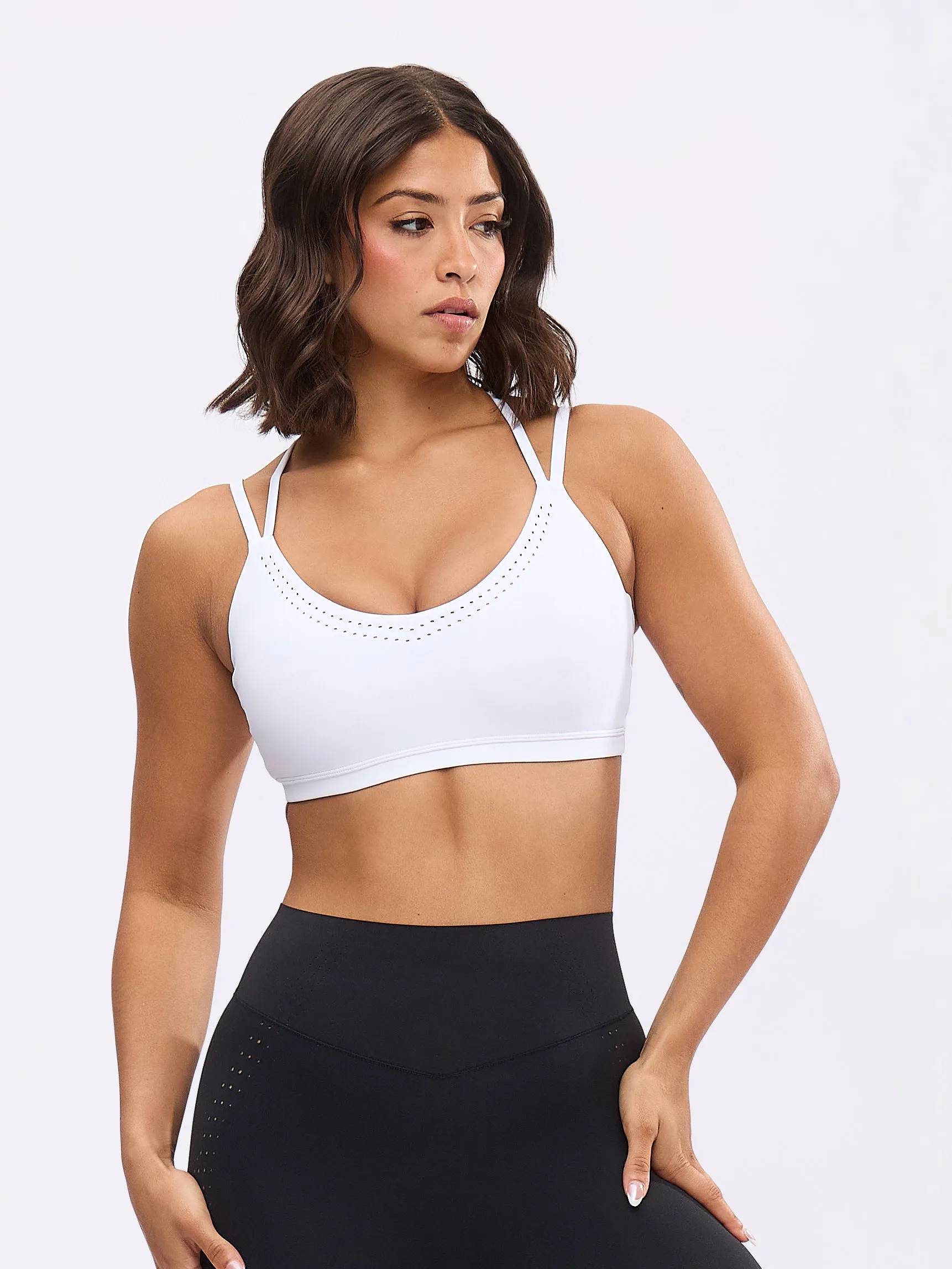 Airbrush Laser Sports Bra - White