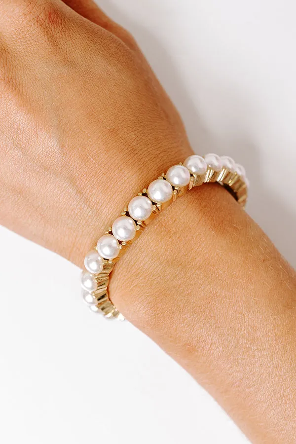 All The Sparkles Stretch Bracelet in Pearl