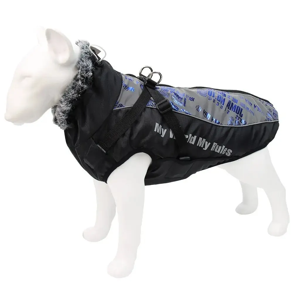 Anniepaw Waterproof Winter Dog Suit with Integrated Harness: Reflective, Windproof Coat for Large Dogs