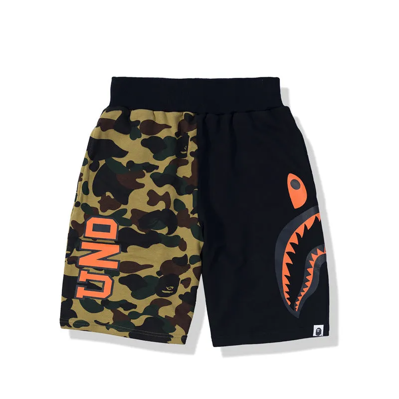 ape shark Printing Camouflage mens sports shorts