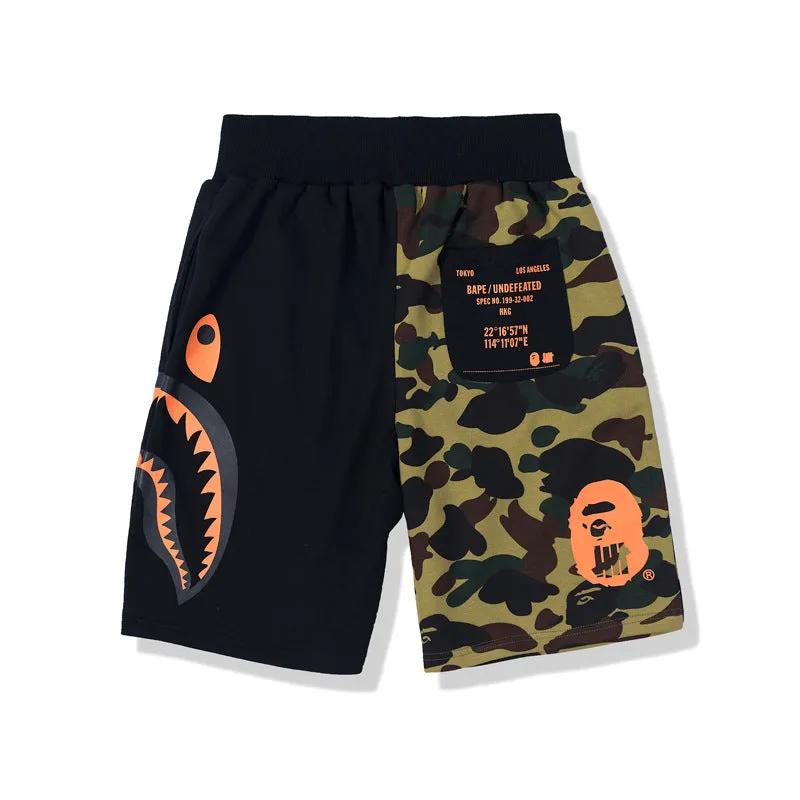 ape shark Printing Camouflage mens sports shorts