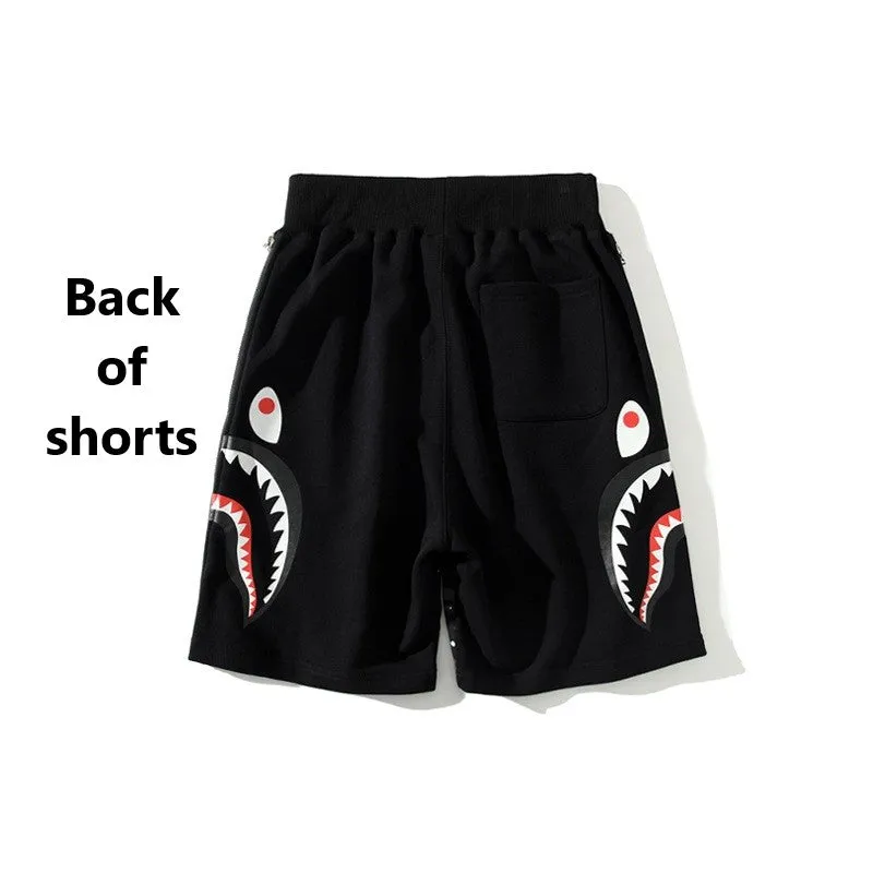 Ape Shark Shorts Casual Plus Size Sports Shorts Luminous Side With Double Zipper