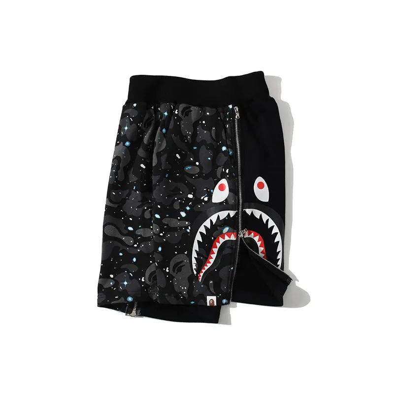 Ape Shark Shorts Casual Plus Size Sports Shorts Luminous Side With Double Zipper