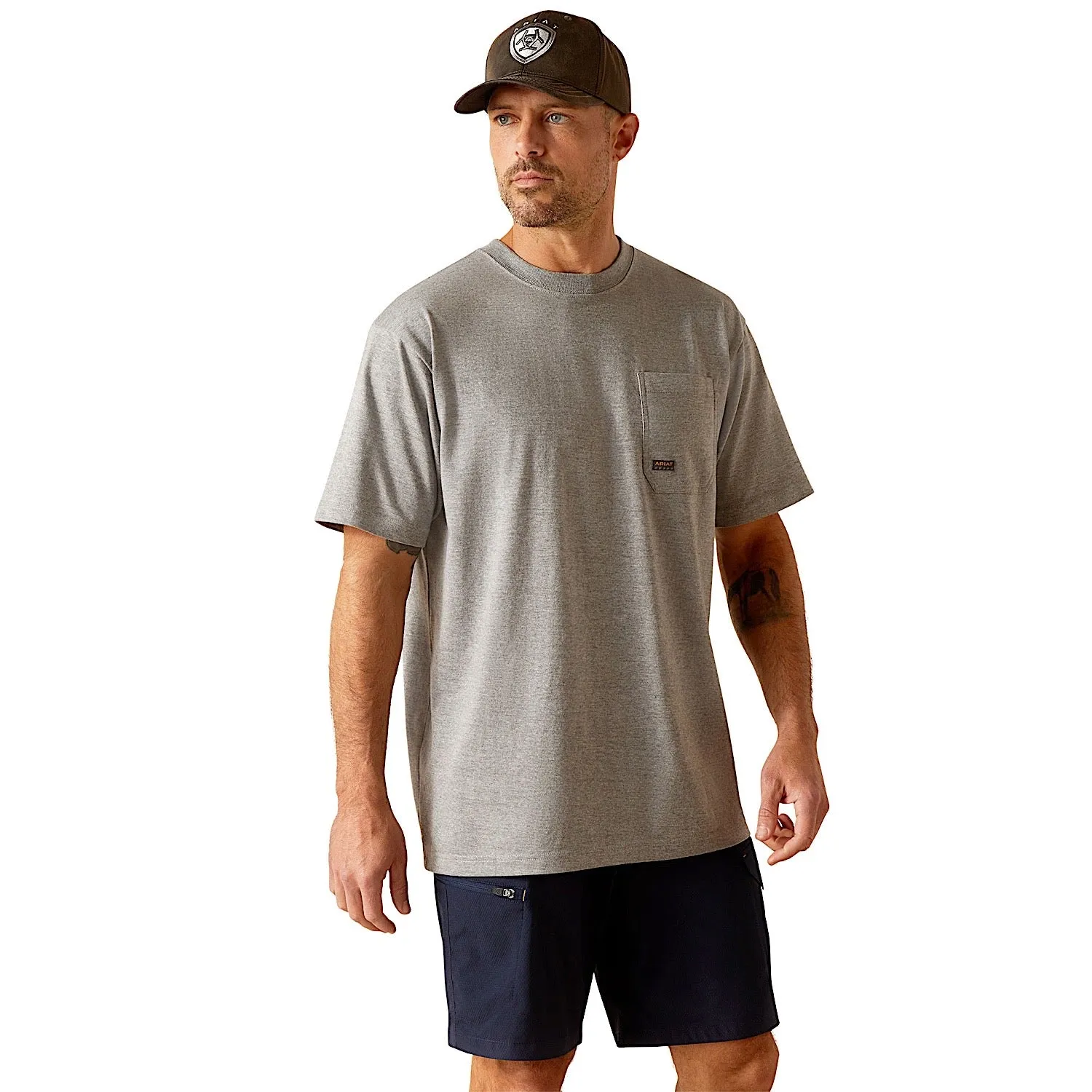 Ariat Men's Rebar Cotton Strong Burning Rubber T-Shirt - Heather Grey