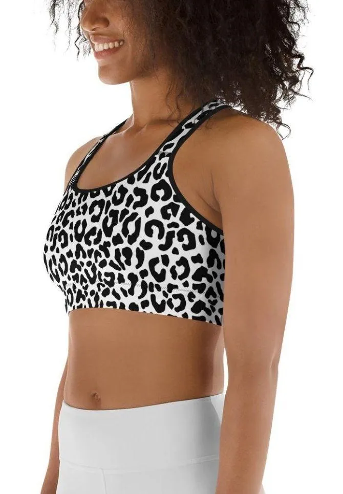 Black & White Leopard Sports Bra