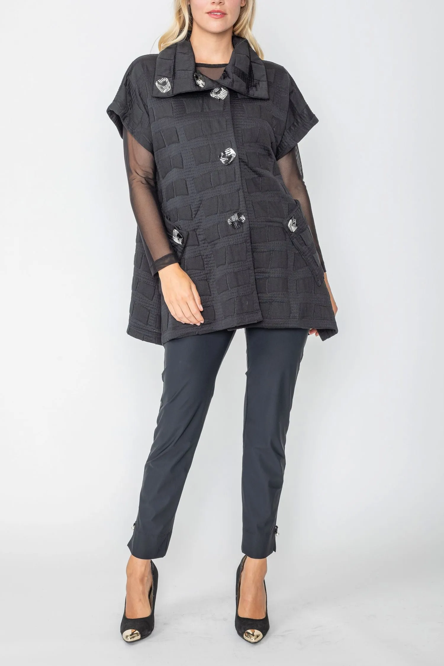 Black Asymmetrical Shawl Collar Vest