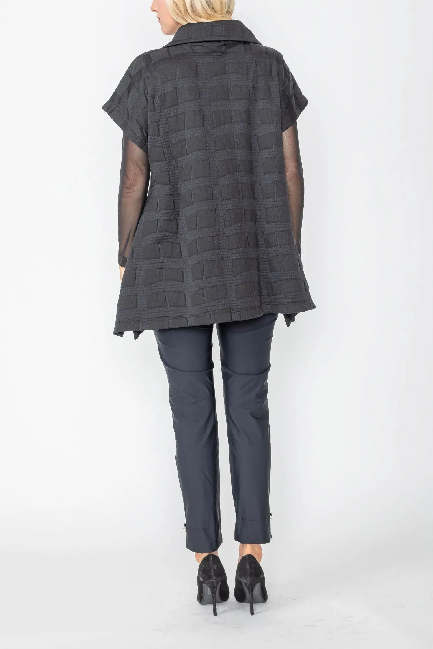 Black Asymmetrical Shawl Collar Vest