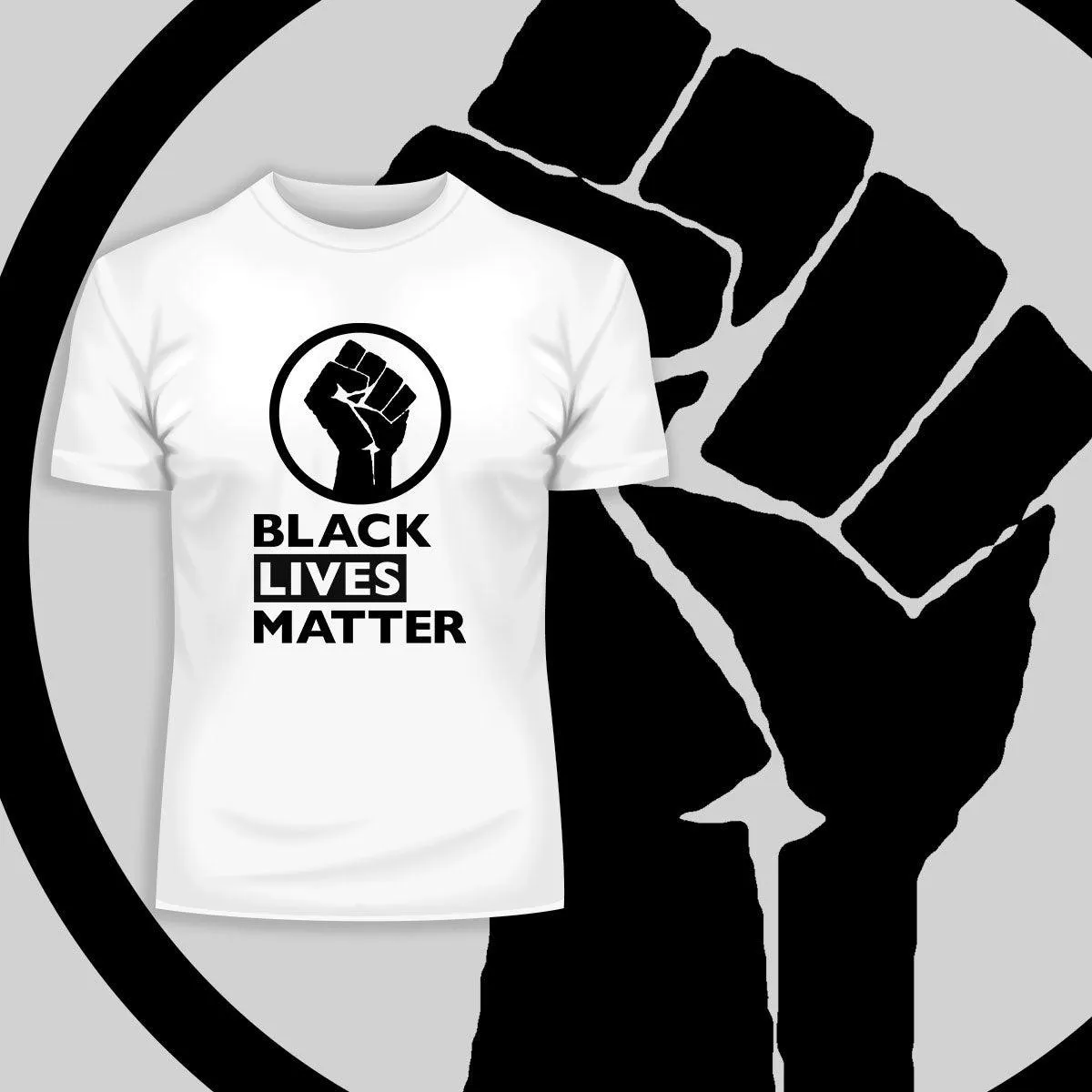 Black Lives Matter Logo Black, White & Grey T-Shirt