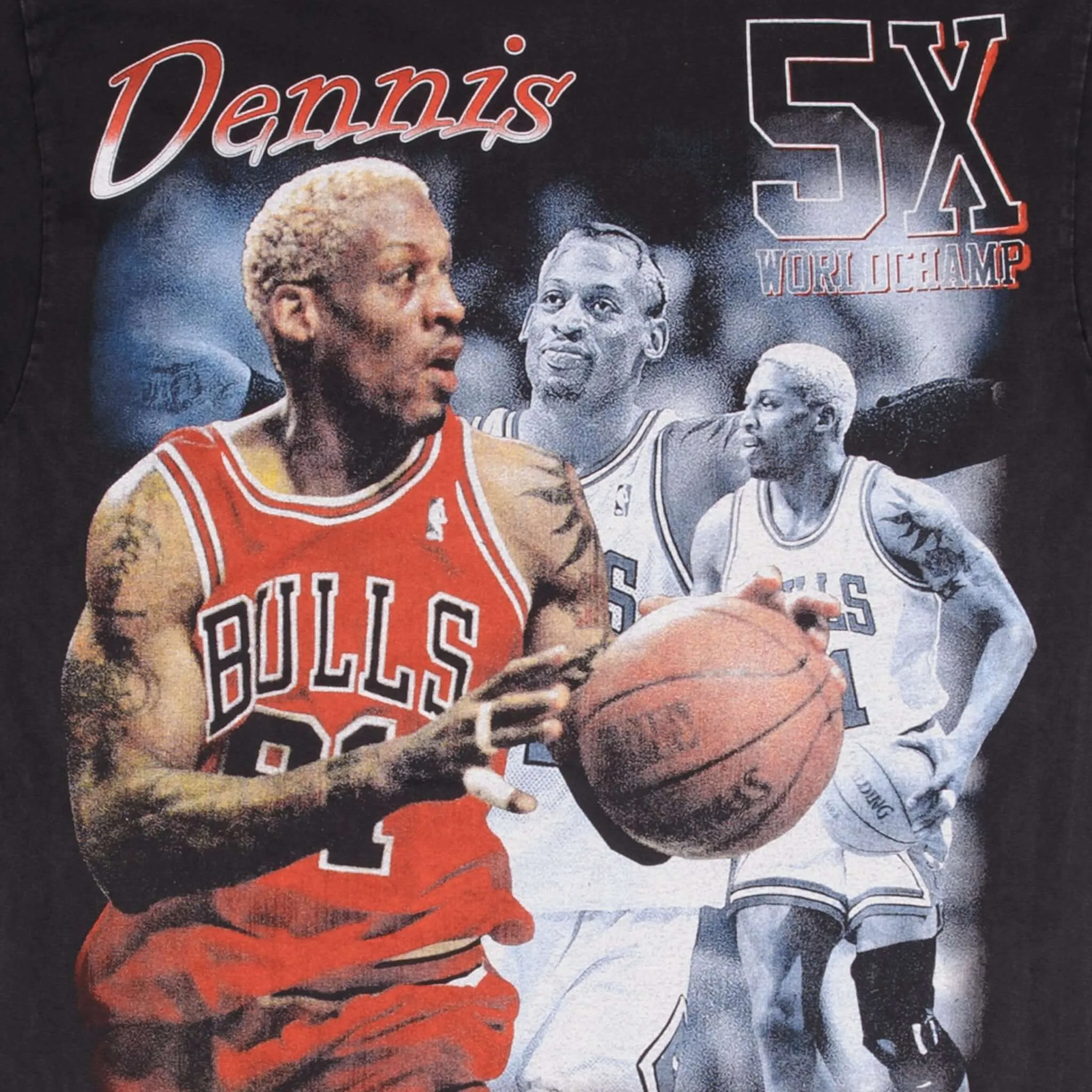 BOOTLEG TEE SHIRT NBA DENNIS RODMAN CHICAGO BULLS ALL OVER PRINT SIZE LARGE