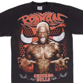 BOOTLEG TEE SHIRT NBA DENNIS RODMAN CHICAGO BULLS ALL OVER PRINT SIZE LARGE