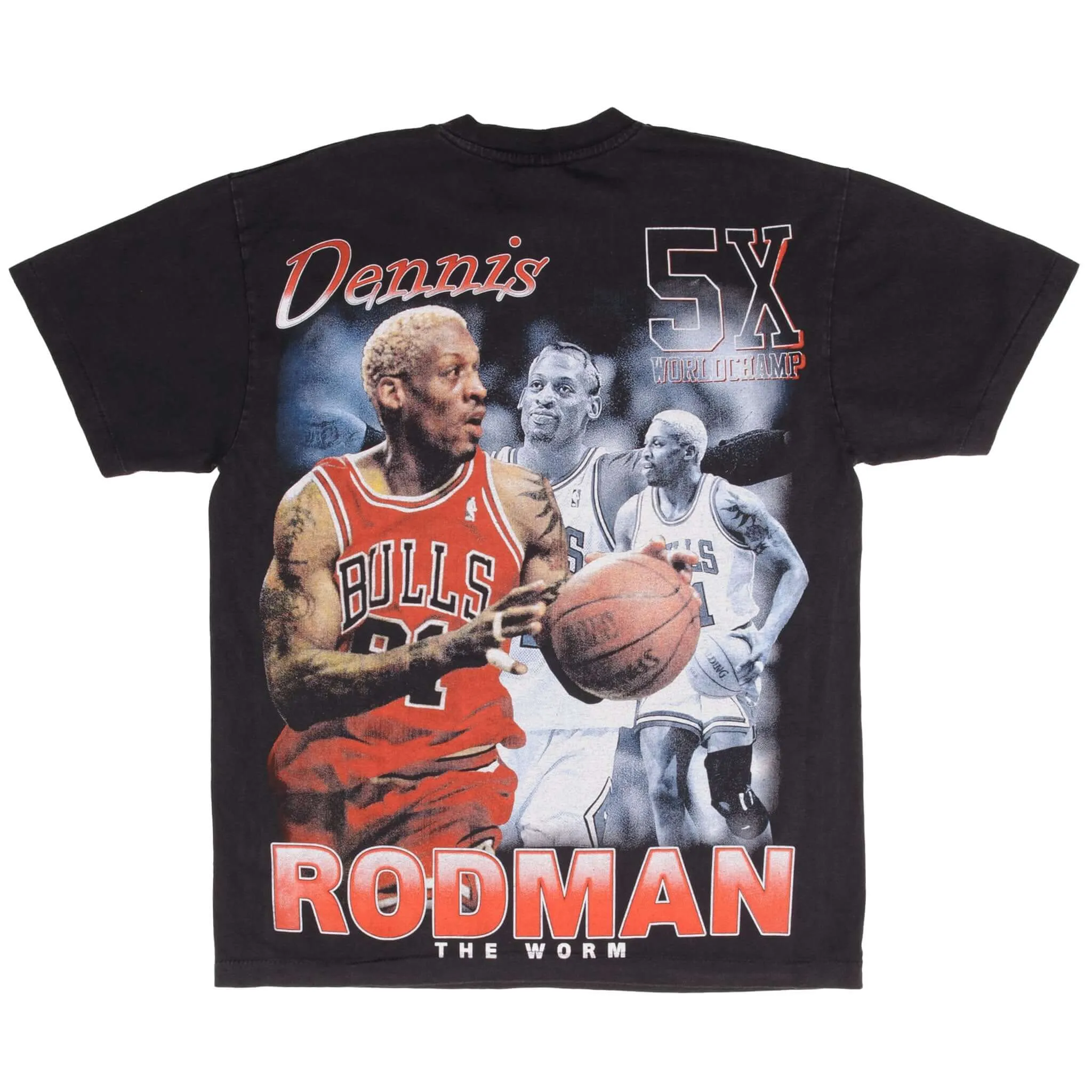 BOOTLEG TEE SHIRT NBA DENNIS RODMAN CHICAGO BULLS ALL OVER PRINT SIZE LARGE