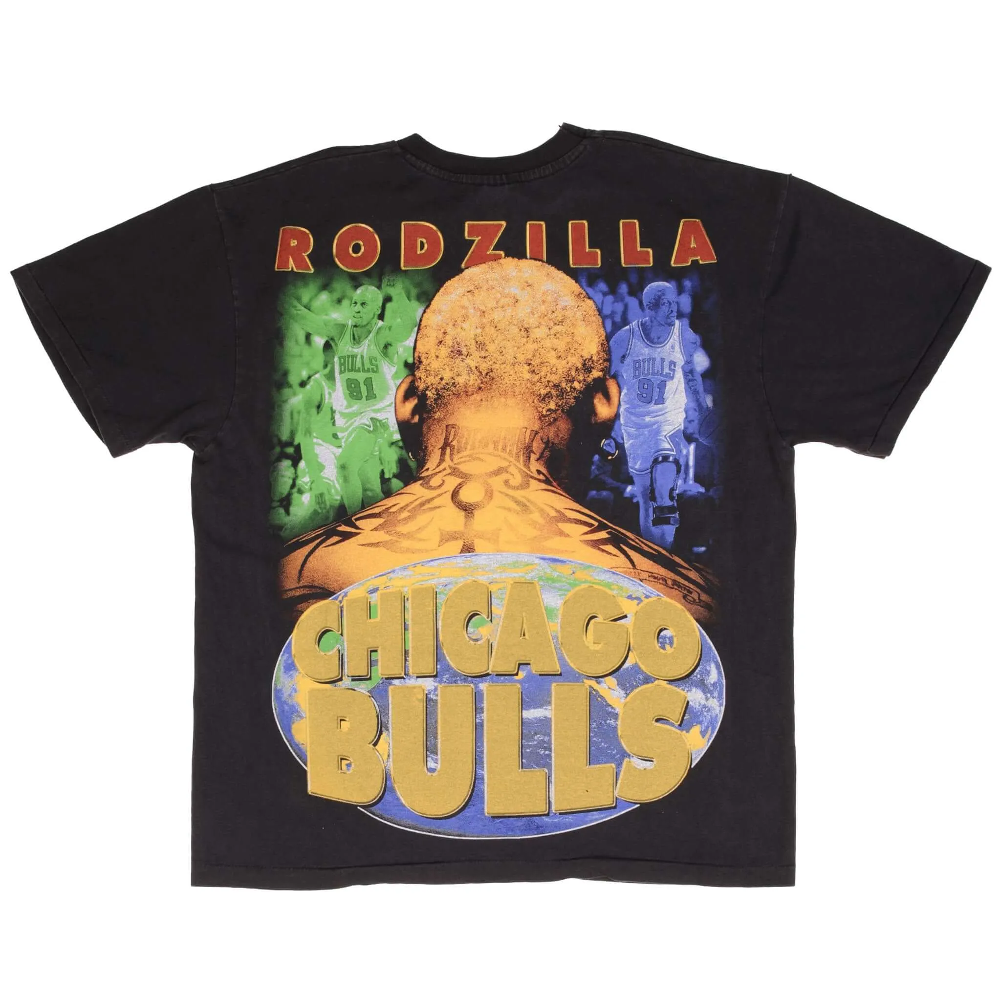 BOOTLEG TEE SHIRT NBA DENNIS RODMAN CHICAGO BULLS RODZILLA SIZE XL