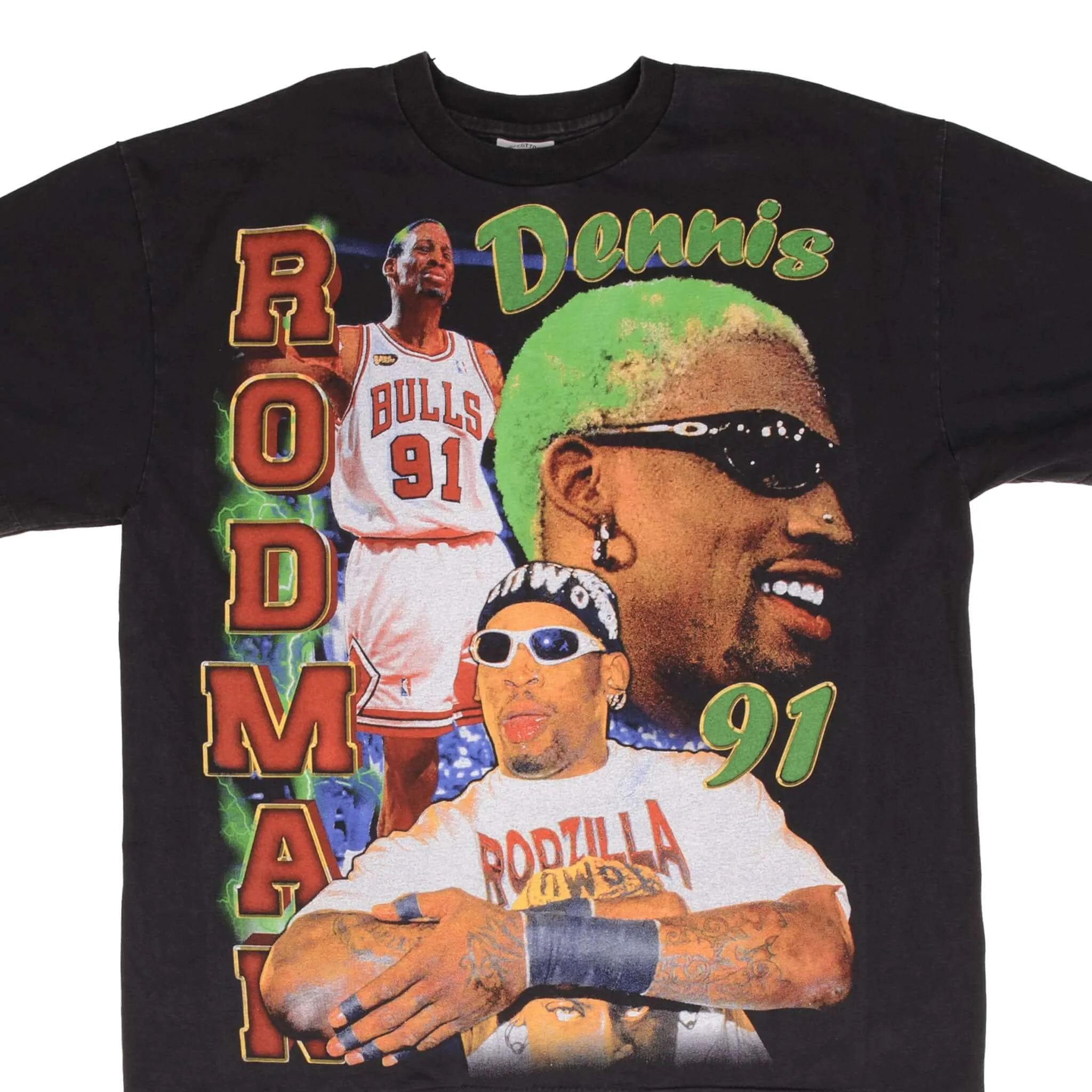 BOOTLEG TEE SHIRT NBA DENNIS RODMAN CHICAGO BULLS RODZILLA SIZE XL