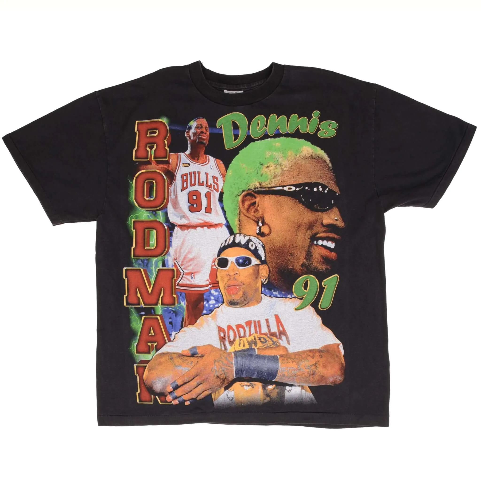 BOOTLEG TEE SHIRT NBA DENNIS RODMAN CHICAGO BULLS RODZILLA SIZE XL