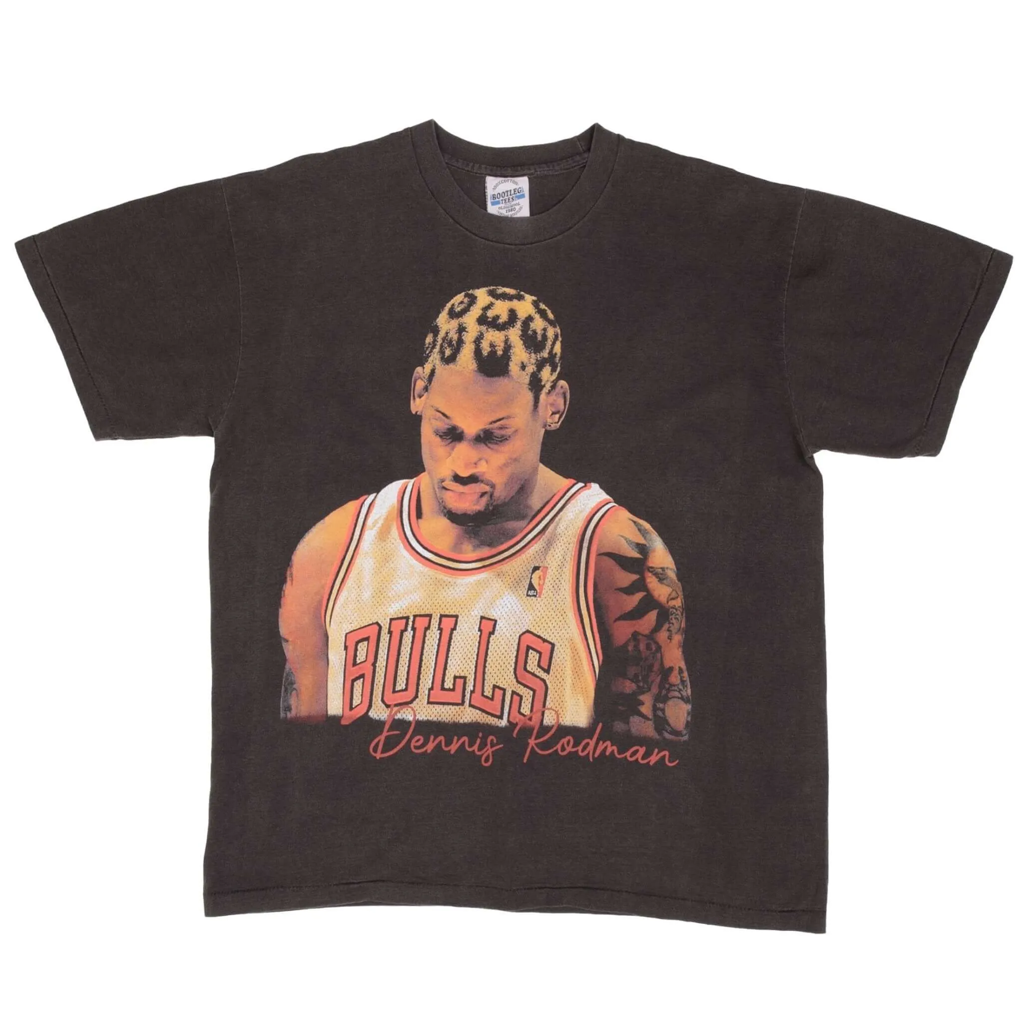 BOOTLEG TEE SHIRT NBA DENNIS RODMAN CHICAGO BULLS SIZE LARGE SINGLE STITCH