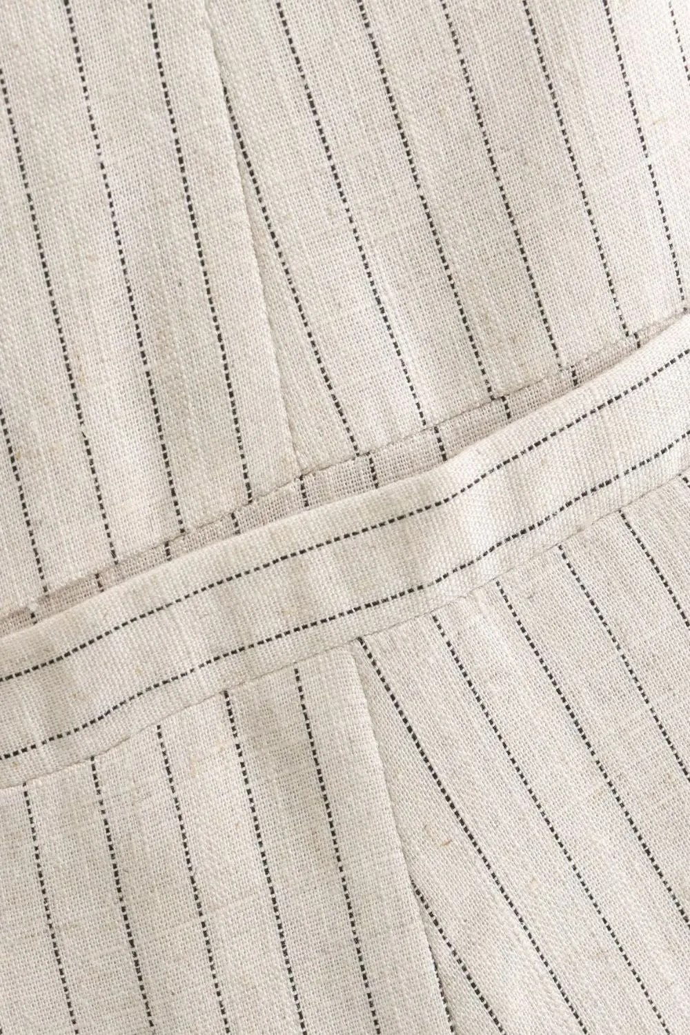 'Brooklyn' Linen-Cotton Striped Long Vest