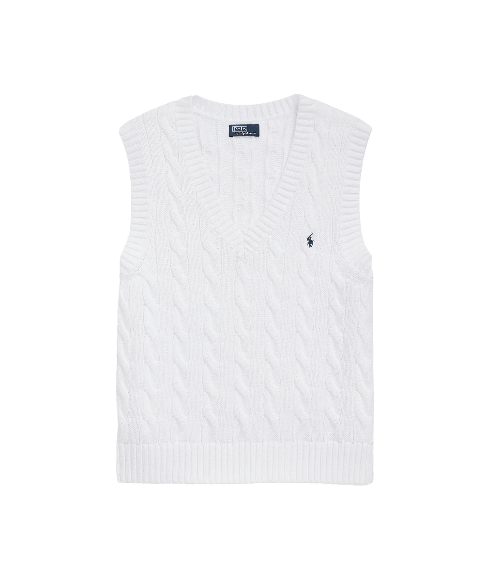 Cable-knit Cotton V-neck Sweater Vest - White