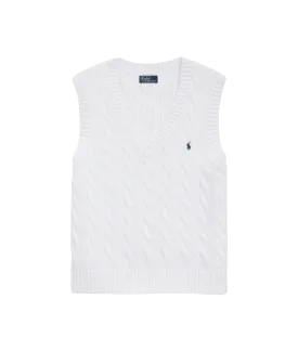 Cable-knit Cotton V-neck Sweater Vest - White