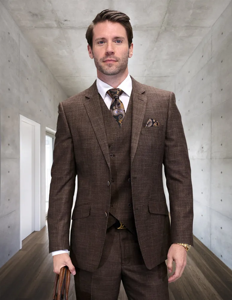 CARNELI 3 PC BROWN MODERN FIT SUIT