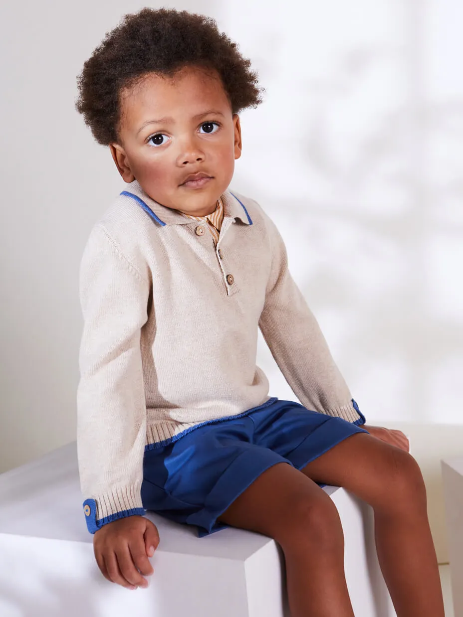 Classic Turn-up Hem Cotton Shorts in French Blue (18mths-3yrs)