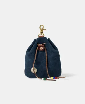 Colored Glaze Drawstring Coin Pouch - Dark Blue