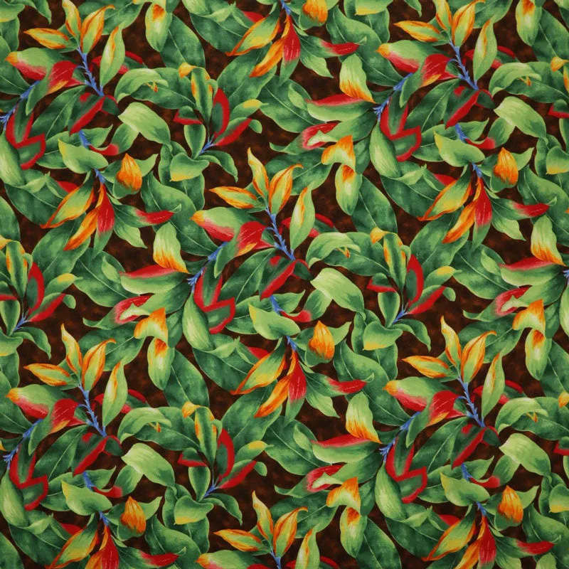 Colored Leaves Fabric  | Cotton Light-Barkcloth