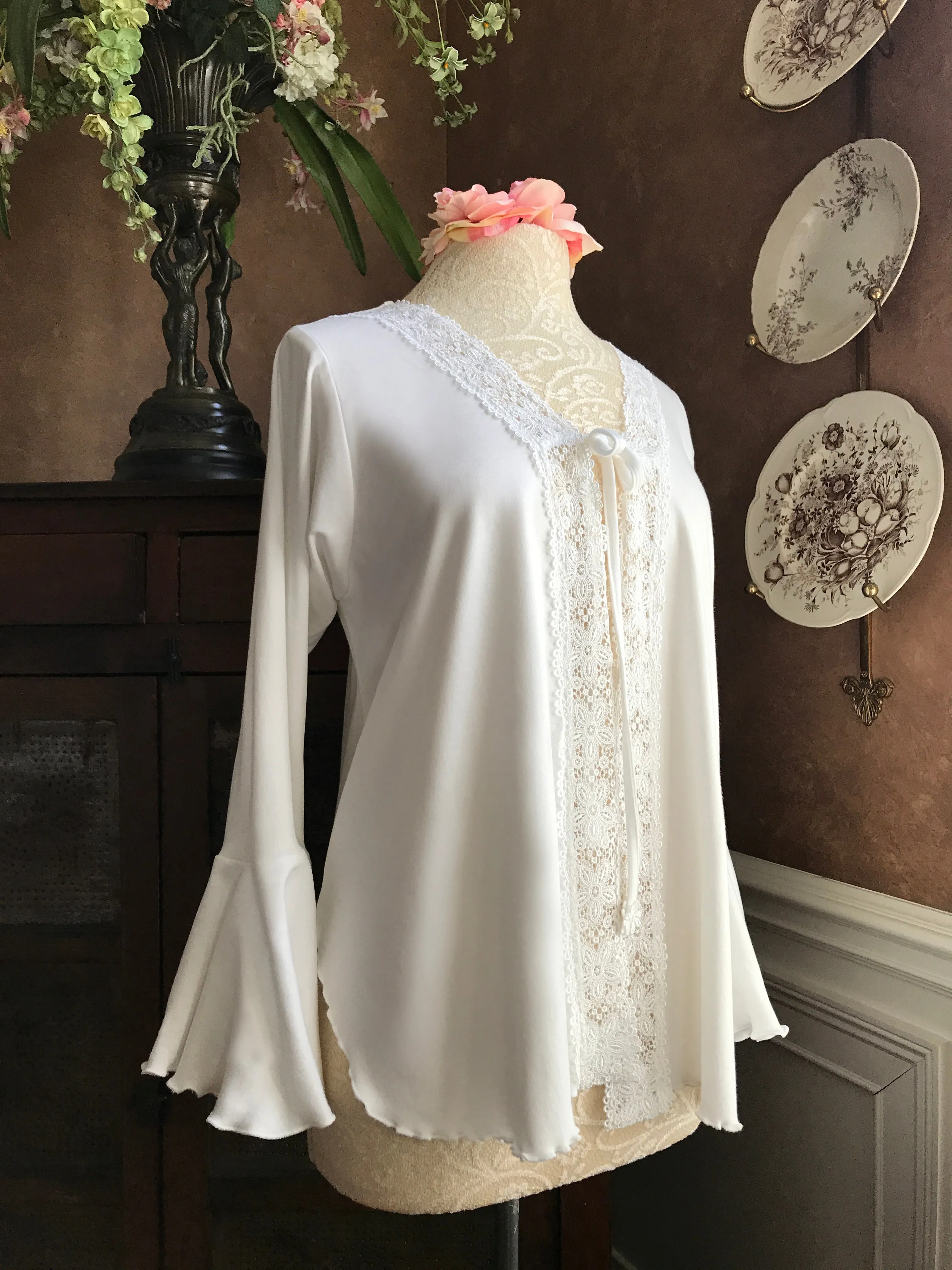 Cotton Bed Jacket Bell Sleeve Simple Pleasures Couture