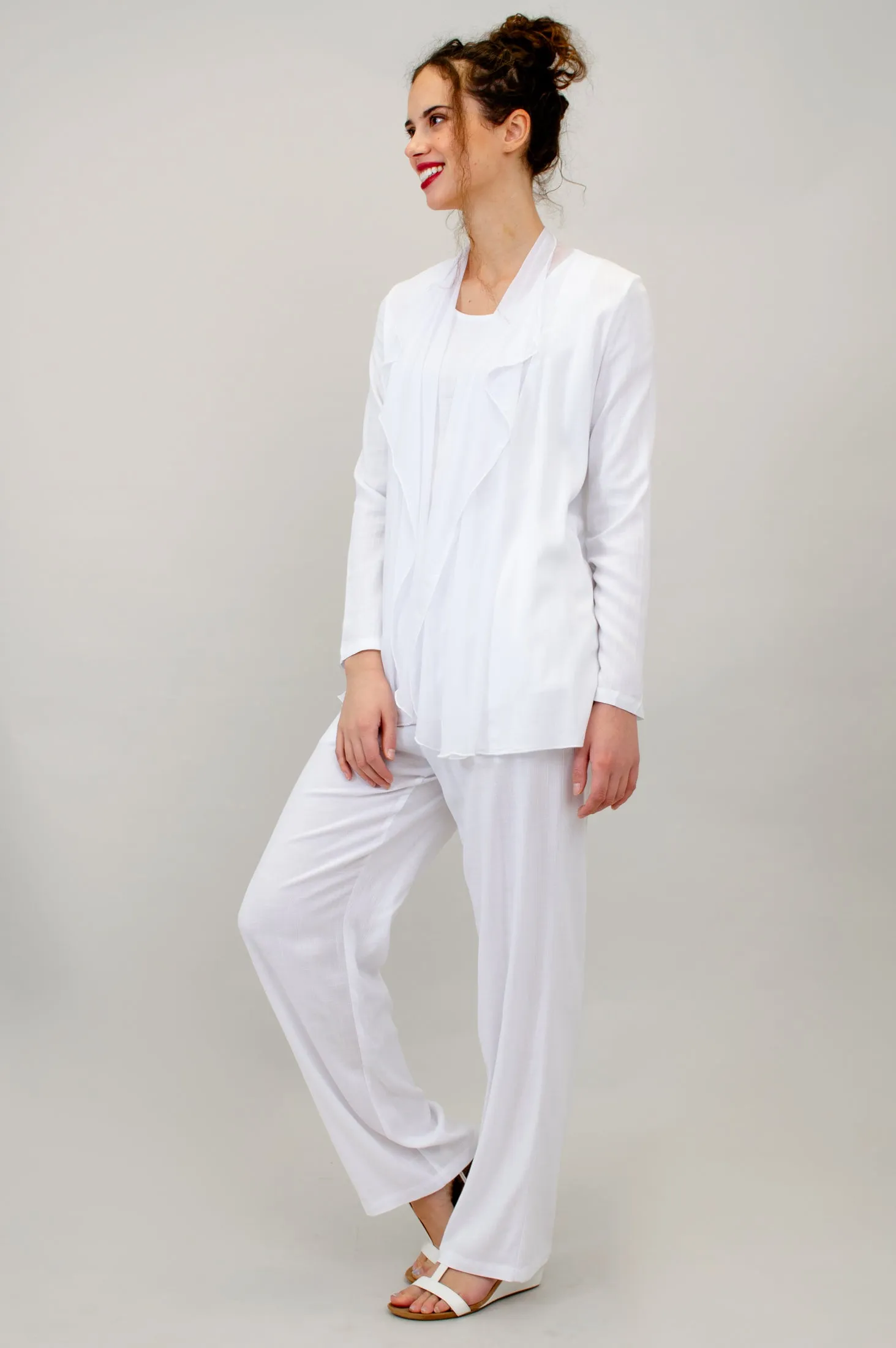 Diana Jacket, White, Linen Bamboo