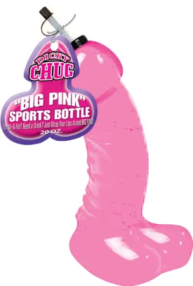 Dicky Chug Funny Adult Bachelorette Sports Bottle - Big Pink