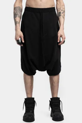 Drop crotch sweat cotton shorts