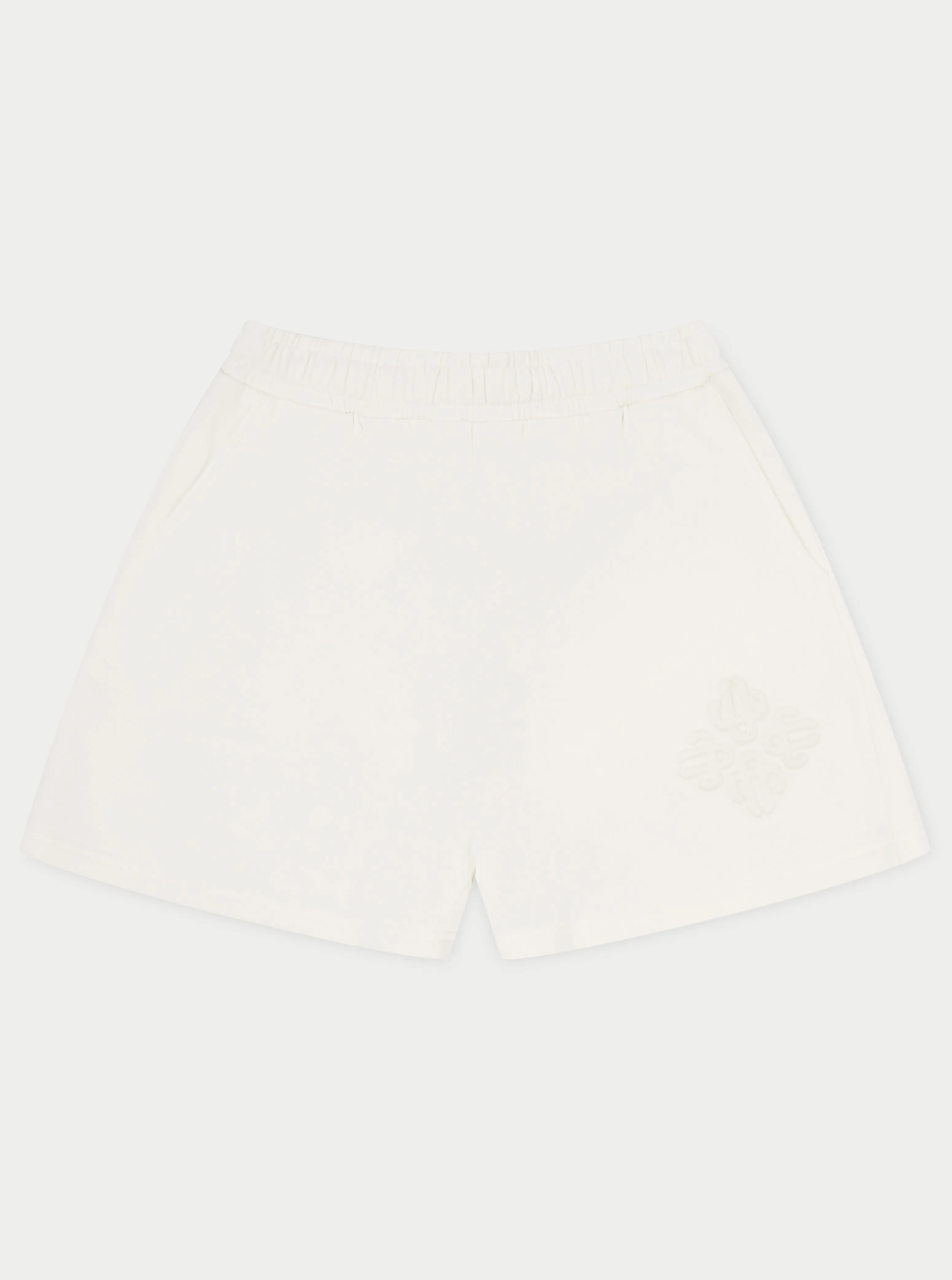 EMBLEM EMBOSSED SHORTS - OFF WHITE