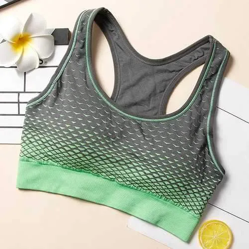 Gradient Color Wireless Shockproof Sports Vest Bra