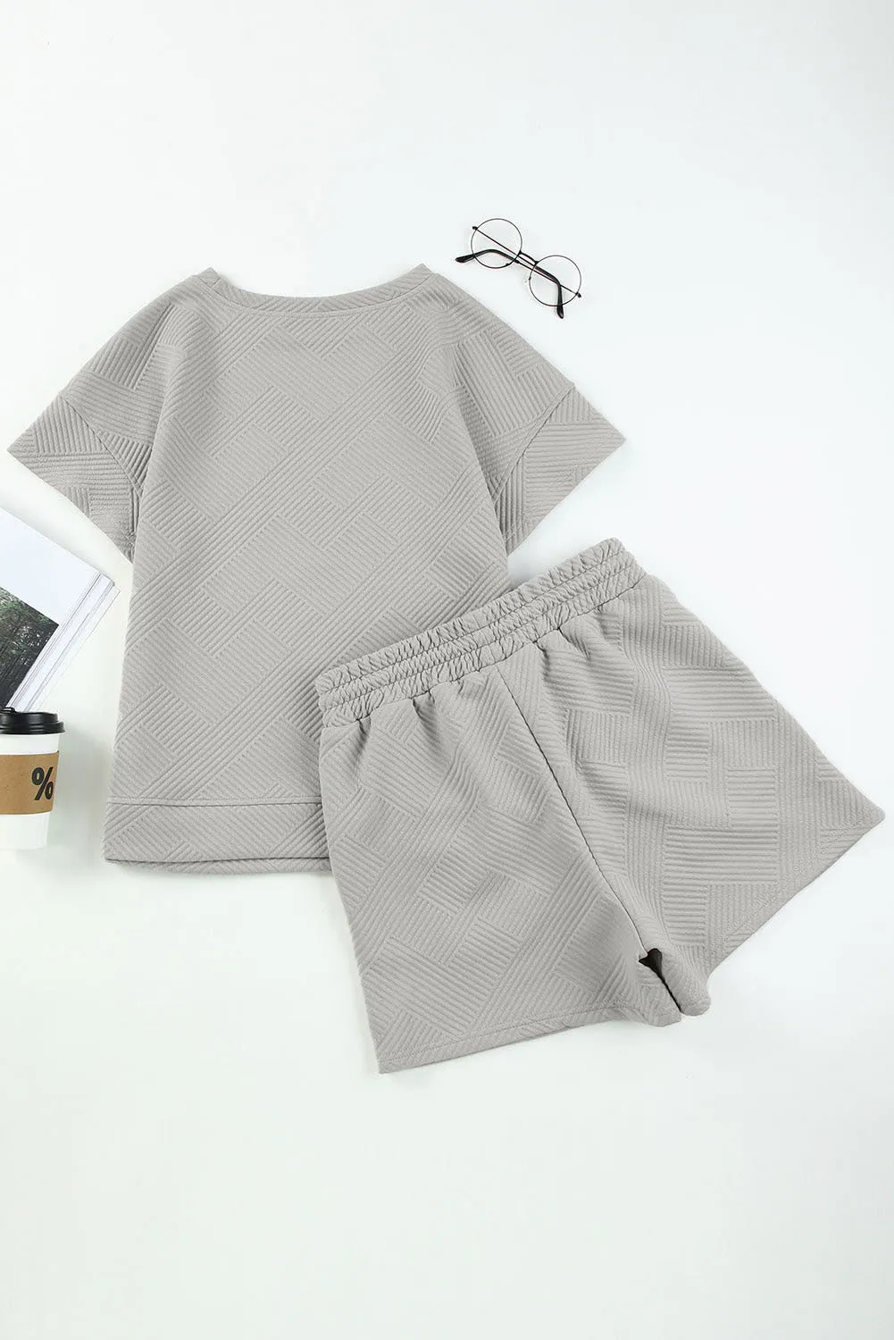 Gray Textured Game Day Baseball Graphic Tee & Shorts Set