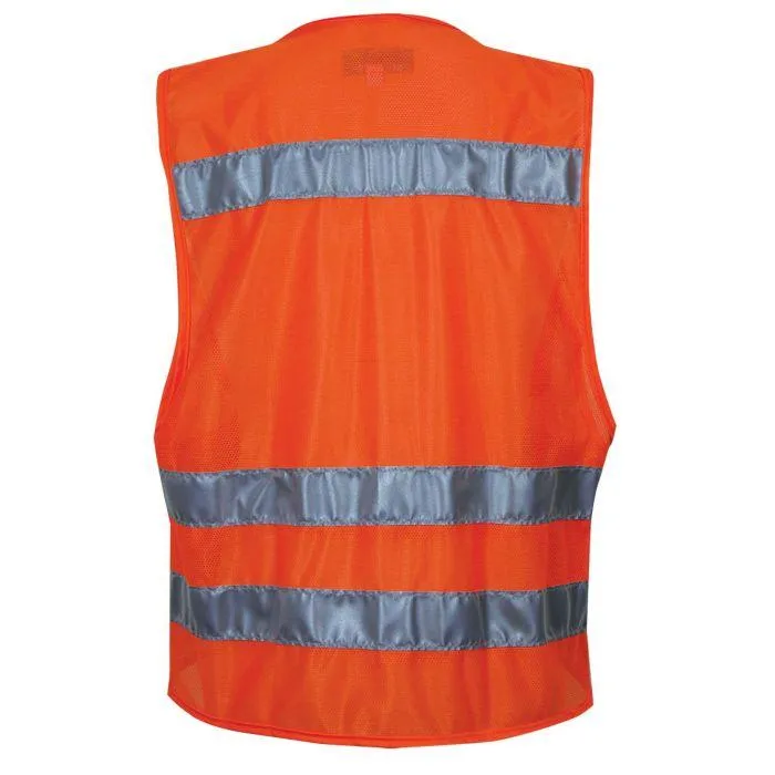 Hi-Vis Mesh Road Safety Vest - Silver Segmented Reflective Trim, 4 Various Size Pockets, Type R Class 2