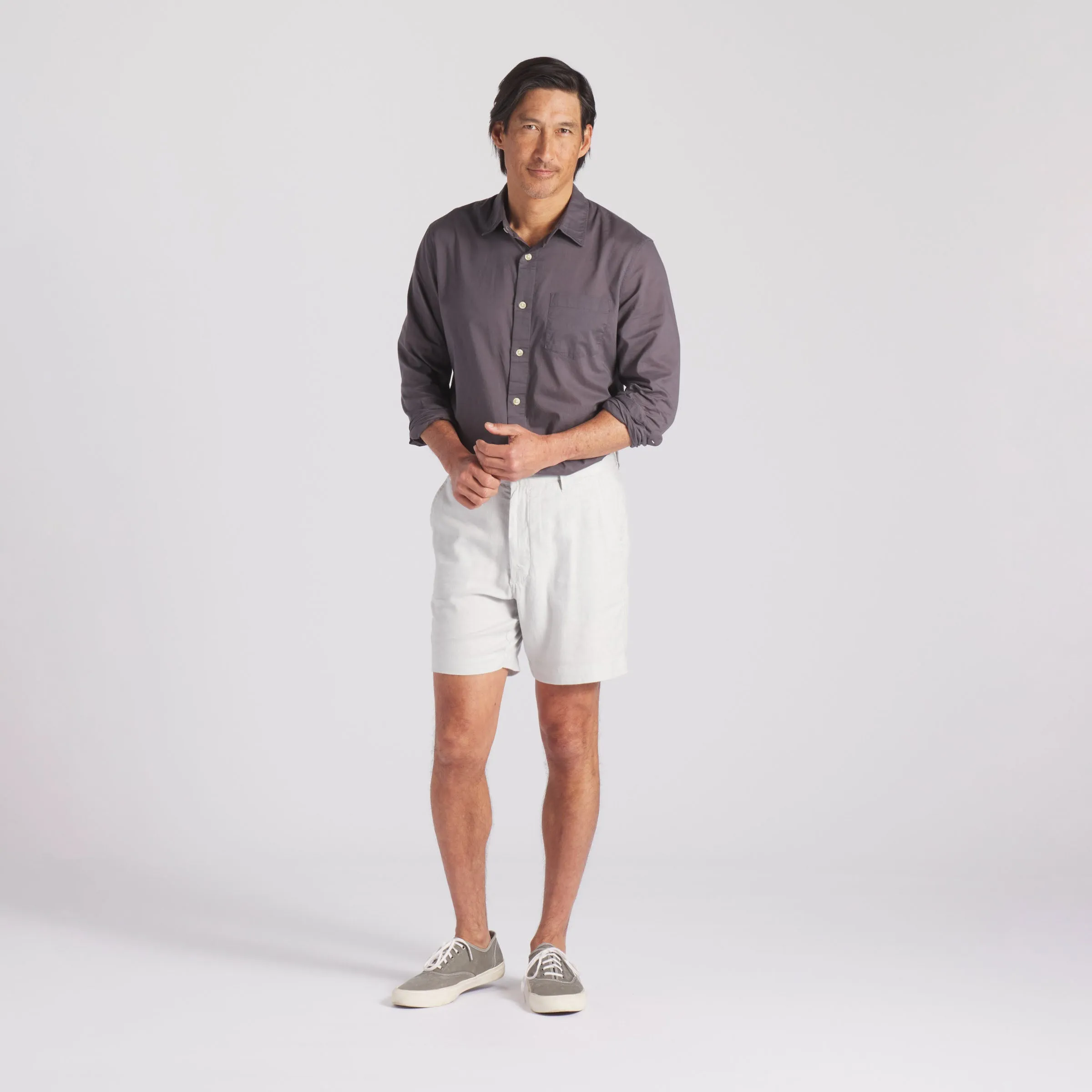 Ibiza Linen Shorts 7" - Glacier Gray