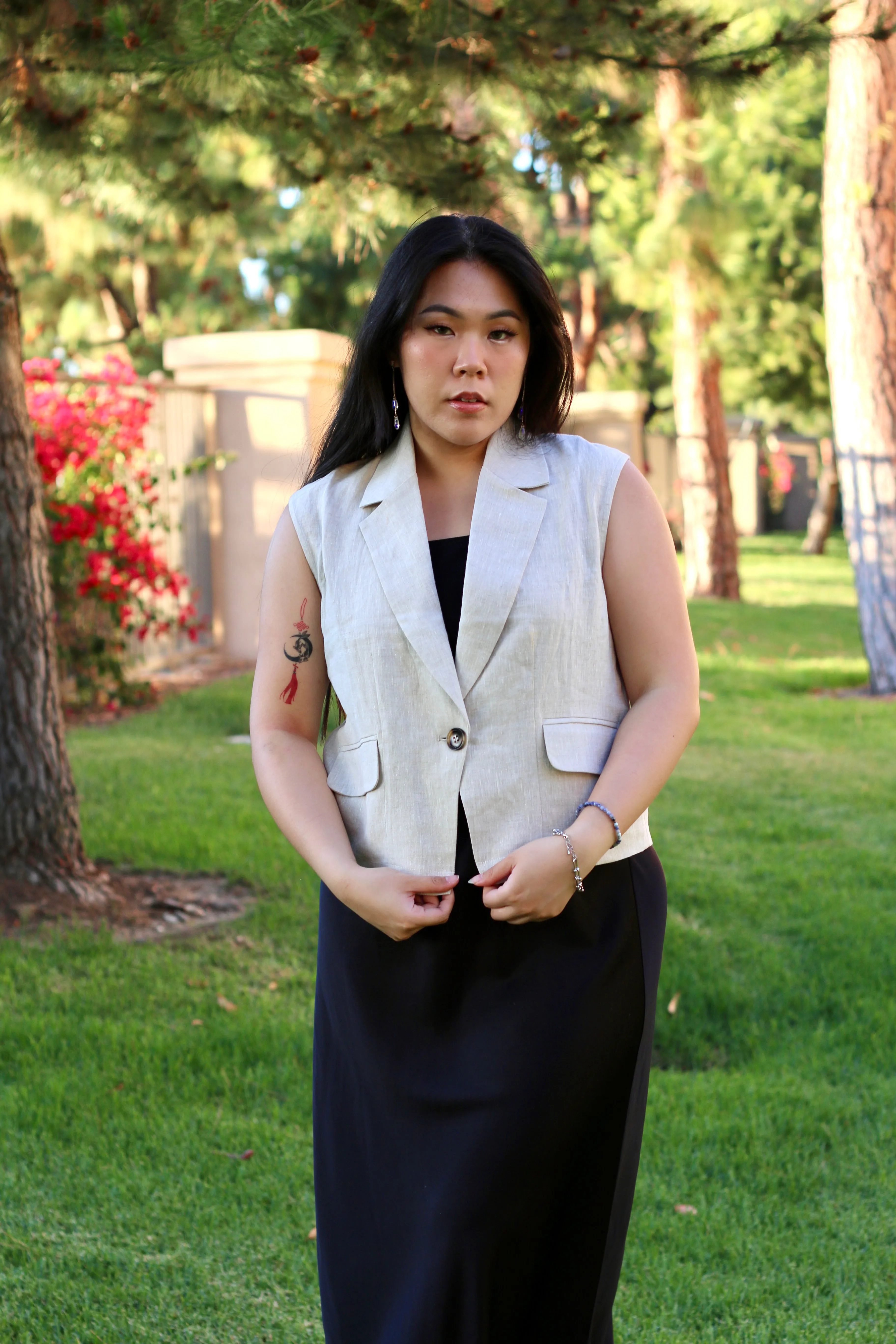 Lauren 100% Linen Collared Vest Shirt