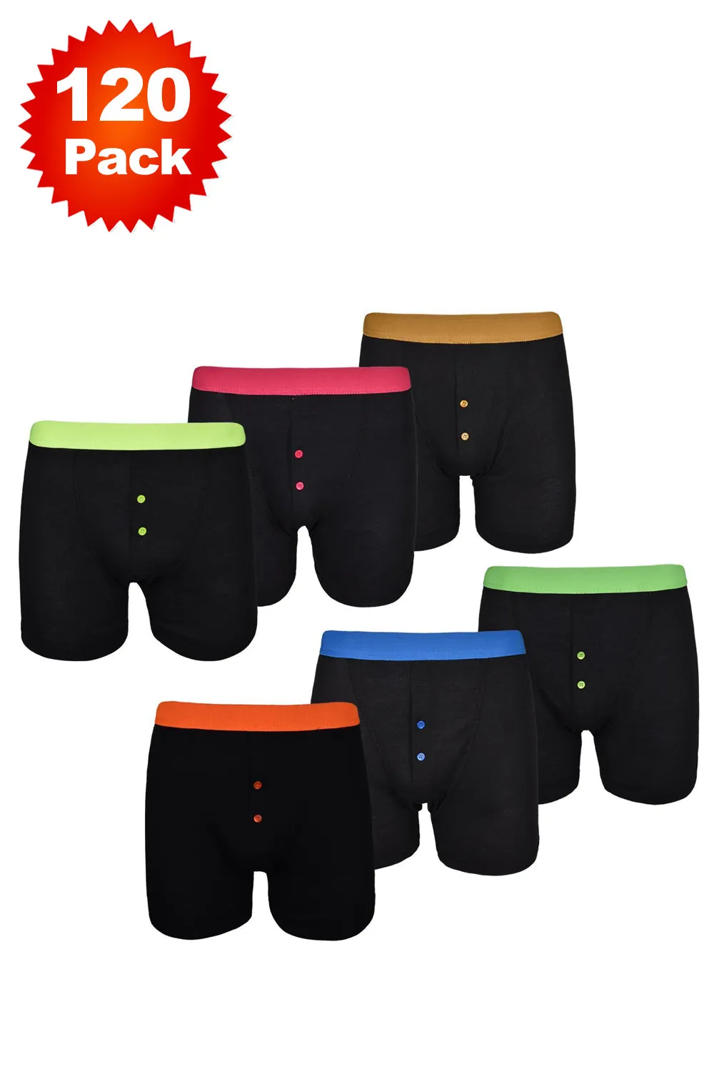 Mens Plain Neon Boxer Shorts - 60/120 Pack