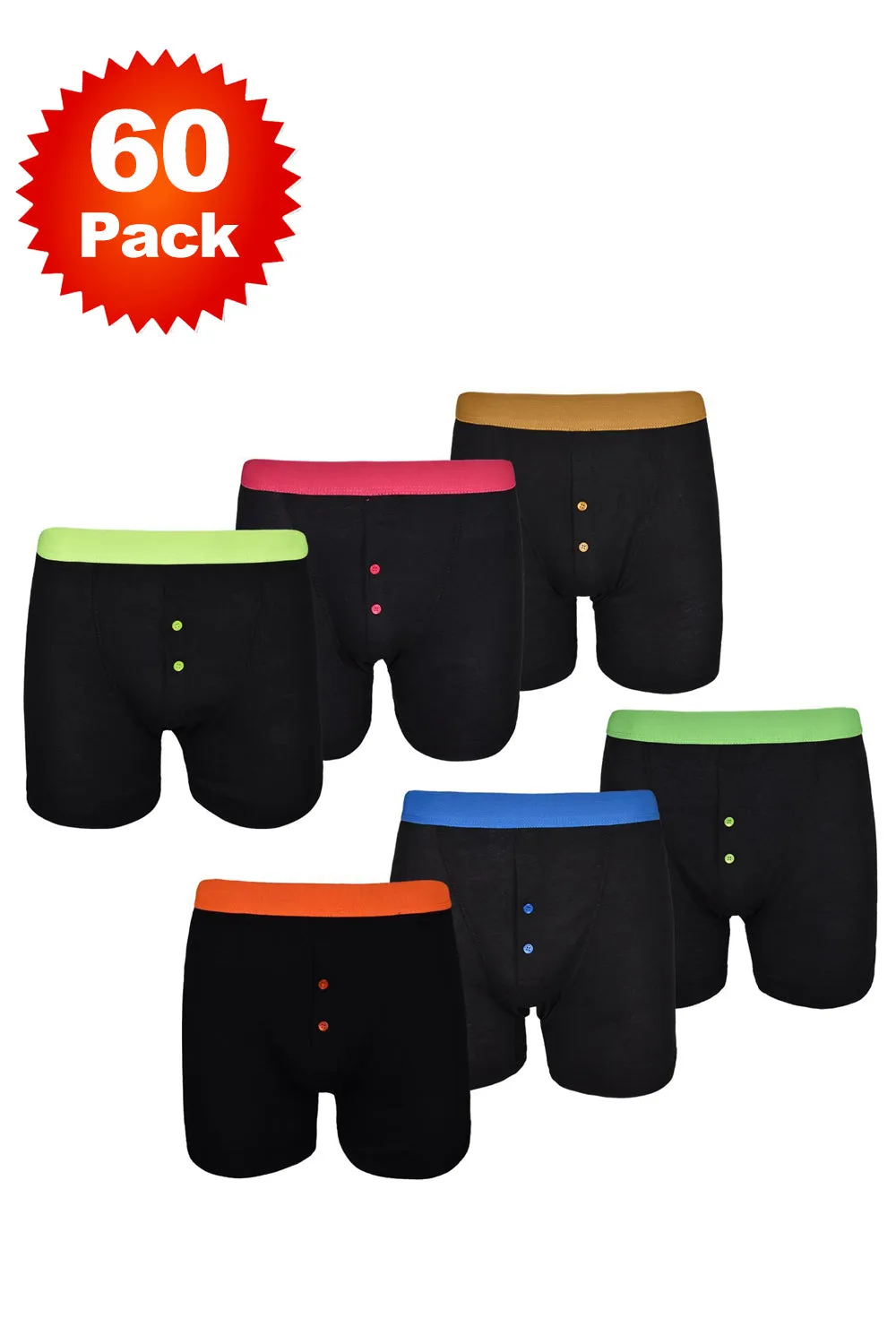 Mens Plain Neon Boxer Shorts - 60/120 Pack